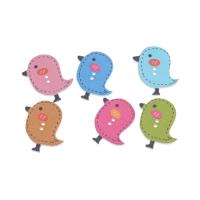 Free Shipping Retail 10Pcs Random Mixed Bird Wood Sewing Buttons 2 Holes Birds Pattern Scrapbooking 23x26mm Haberdashery