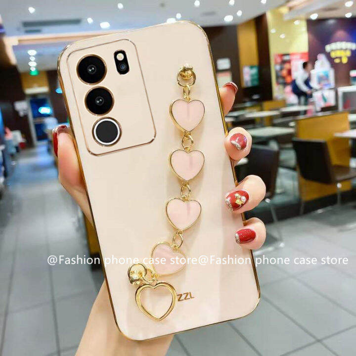 เคสโทรศัพท์-vivo-v29-v29e-v29-pro-5g-เคส-phone-case-หรูหราสีสันลูกกวาดชุบ-vivov29-5g-เคสนิ่มซิลิโคนพร้อมสร้อยข้อมือรูปหัวใจ2023