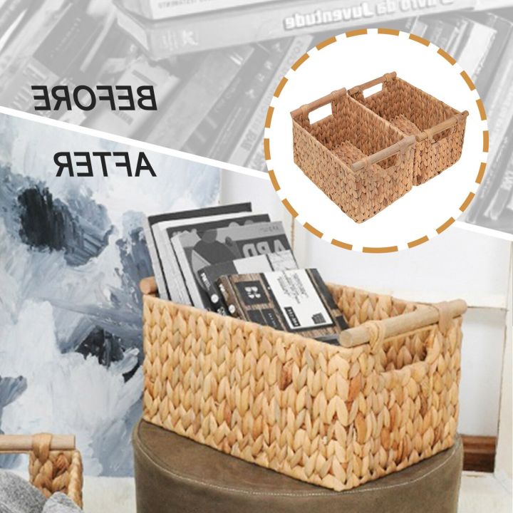 bathroom-accessories-storage-baskets-water-hyacinth-cosmetic-makeup-wicker-wooden-handles-hand-woven-kitchen-organizer