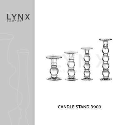 LYNX - Candle Stand 3909 - เชิงเทียนแก้ว เชิงเทียนทรงสูง ลวดลายลูกแก้วกลม มีให้เลือก 4 ขนาด ความสูง 13 ซม., 18.3 ซม., 24.3 ซม. และ 28.5 ซม.