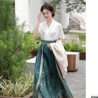 กระโปรงใหม่ทุกวัน Hanfu อารมณ์นอกภูเขาใบหน้าม้า Qingming ทำสไตล์จีนย้อนยุคฤดูร้อนชุดสองชิ้นหญิงใหม่ภาพ Ruihe