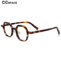 54229 R Polygon Leopard Acetate กรอบแว่นตาผู้ชายผู้หญิงแฟชั่นแว่นตาอ่านหนังสือ