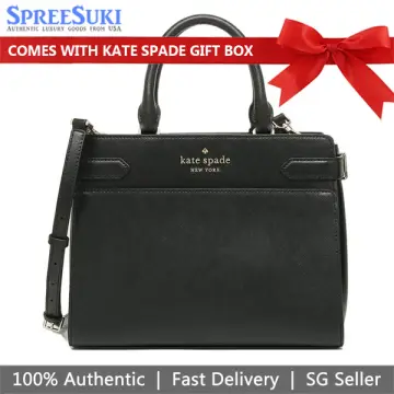 Buy Kate Spade New York Staci Small Saffiano Leather Satchel Bag in Black  at