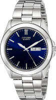 Citizen Quartz Mens Watch, Stainless Steel, Classic Silver Bracelet, Blue Dial