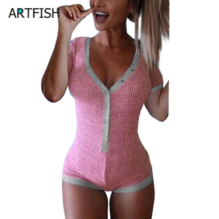 2023-new-sexy-bodysuits-women-rompers-club-lady-button-neck-short-sleeve-solid-bodycon-slim-femme-cotton-knit-body-suit-gv282