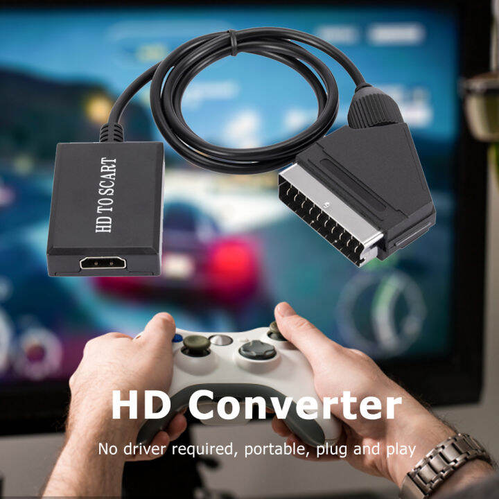 แบบพกพาที่รองรับ-hdmi-เพื่อแปลง-scart-720p-1080p-อะแดปเตอร์เสียงวิดีโอ