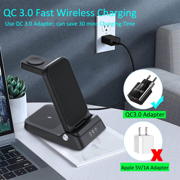 wireless-charger-3-in-1สำหรับ-14-13-12-pro-max-15w-fast-charging-station-สำหรับ-series-8-7เครื่องชาร์จขาตั้งพับได้