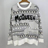 2023ใหม่ที่มีคุณภาพสูง McQueen เสื้อกันหนาวผู้ชายผู้หญิงรอบคอถัก P Ullovers ภาพจริงหนึ่งวันส่งออก