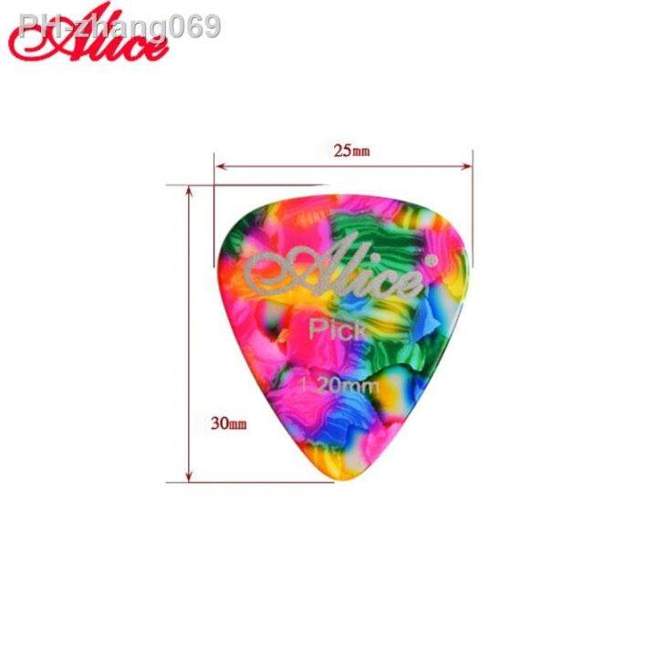 100pcs-alice-celluloid-guitar-picks-plectrum-mediator-gauge-0-46-0-71-0-81-0-96-1-2-1-5mm-random-color-guitar-parts-accessories