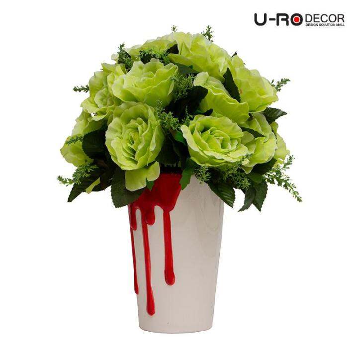 u-ro-decor-รุ่น-ช่อลิลลี่-amp-กุหลาบคละสีในกระถางดอกไม้-flow-m-red-โฟลว-เอ็ม-สีแดง-ยูโรเดคคอร์-กระถาง-แต่งบ้าน-ใส่ของ-ดอกไม้-ประดิษฐ์-flower-ช่อดอกไม้