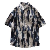 ◊☁  Thai beach holiday shirt male Hawaiian beach flowers with short sleeves shirt new handsome niche design feeling coat