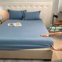 Cotton Solid Bed Fitted Sheet Comfort Soft Bed Sheet with Elastic Band Mattress Covers Protector Single Double Queen King Size