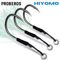 PROBEROS 10ชิ้นตะขอขนนกเบ็ดเดียวอย่างรวดเร็ว Jigging หล่อตะขอตกปลาด้วยขนนกเหล็กคาร์บอนสูงมหาสมุทรเรือตกปลารอก SZ060