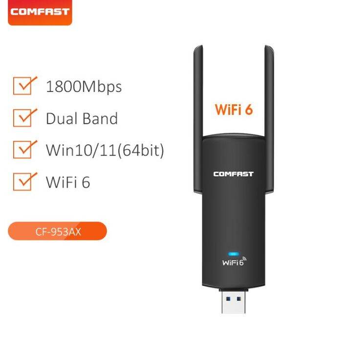 COMFAST Wifi 6 USB Adapter 5G Dual Band Wireless Network Card For Desktop Laptop 1800Mbps USB3.0