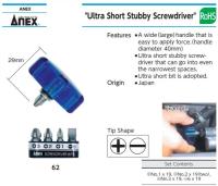 ANEX Japan ไขควงเล็ก ไขควงสั้น ไขควงจิ๋ว mini screwdriver  รุ่น 62 พร้อมส่ง