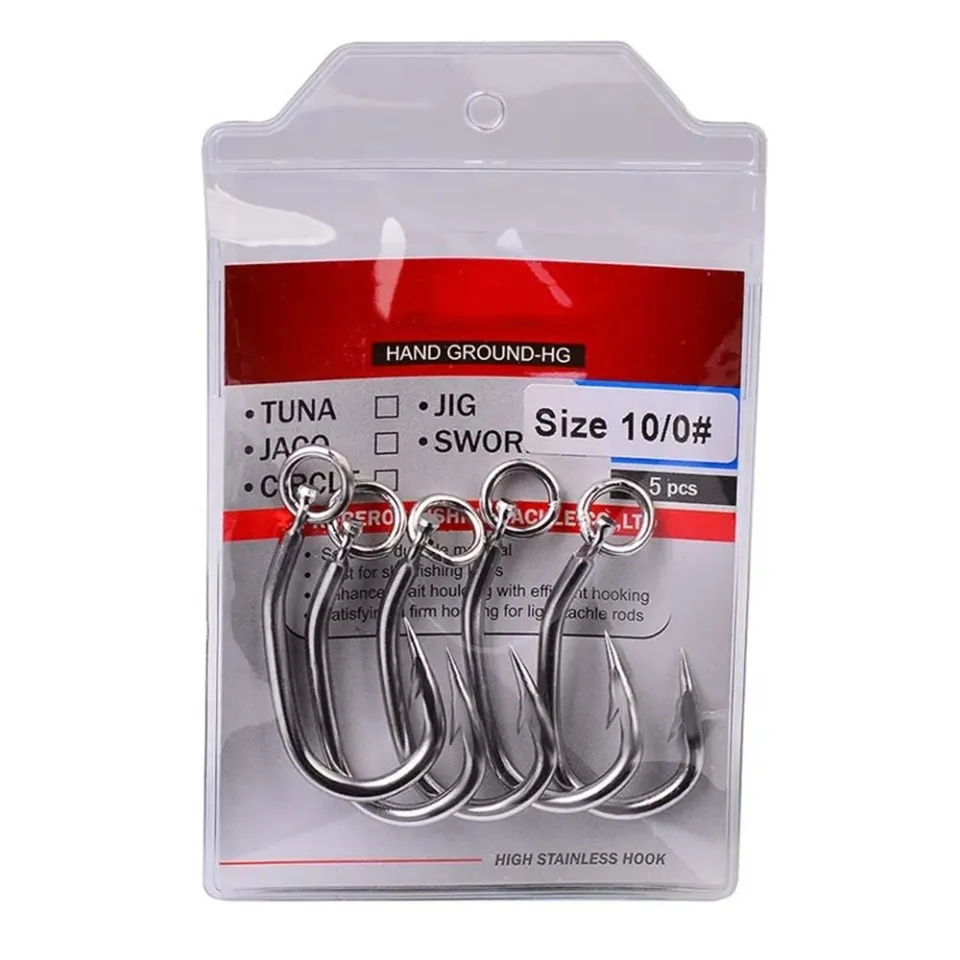 XUEIU 5Pcs Barbed Tuna Fishhooks Big Size Stainless Steel Circle Fishing  Hooks Fishing Tackle Jigging Hooks Big Game Hook Boat Sea Fishing