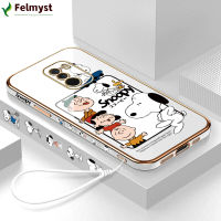 [ฟรีสายคล้อง] เคสโทรศัพท์เซลล์ F1 Xiaomi รูปตัวการ์ตูนดูปี้ชาร์ลีขอบสี่เหลี่ยมเคสชุบเคสโทรศัพท์หรูหราชุบเคสโทรศัพท์นิ่ม