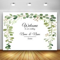 Welcome to Our Wedding Party Banner Photography Backdrop Custom Name Leaves Frame Backgrounds Photo Studio Bridal Bachelorette Colanders Food Strainer