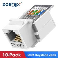 10PCS Cat6 RJ45 Tool-Less Keystone Ethernet Module Female Jack Network Punch Down Connector Wall Adapter White Coupler