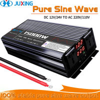 JUXING เพียวไซน์เวฟอินเวอร์เตอร์ 10000-15000 วัตต์ DC12V ถึง AC220V พร้อมจอ LCD 2 ซ็อกเก็ต AC สำหรับควบคุมอินเวอร์เตอร์พลังงานแสงอาทิตย์ในรถยนต์ RV บ้านและรถบรรทุก