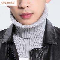 CREAMSD ผ้าพันคอคอปลอมสำหรับผู้ชายผ้าพันคอที่ถอดออกได้สีทึบคอปลอมสำหรับเครื่องแต่งกายผ้าพันคอถักแขนผ้าพันคอปกเสื้อหลอกเป็นของขวัญอย่างหนา