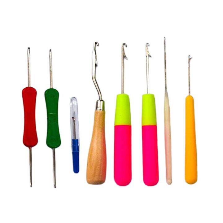 [HOT 2023] Set of 9 Bent Latch Hook Tool, Crochet Needle Hook Knitting
