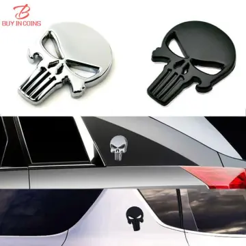 Sticker autocollant skull the punisher black badge 3d métal 5