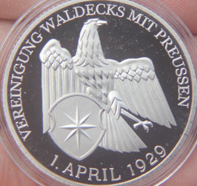 เหรียญ WEIMAR WALDECK 30มม. 1929 3เครื่องหมายเหรียญที่ระลึกชุบเงินเยอรมัน