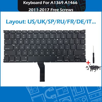 Laptop A1369 A1466 US UK Russian German French Spanish Portuguese Keyboard For Macbook Air 13 2011-2017 Keyboards Free Screws