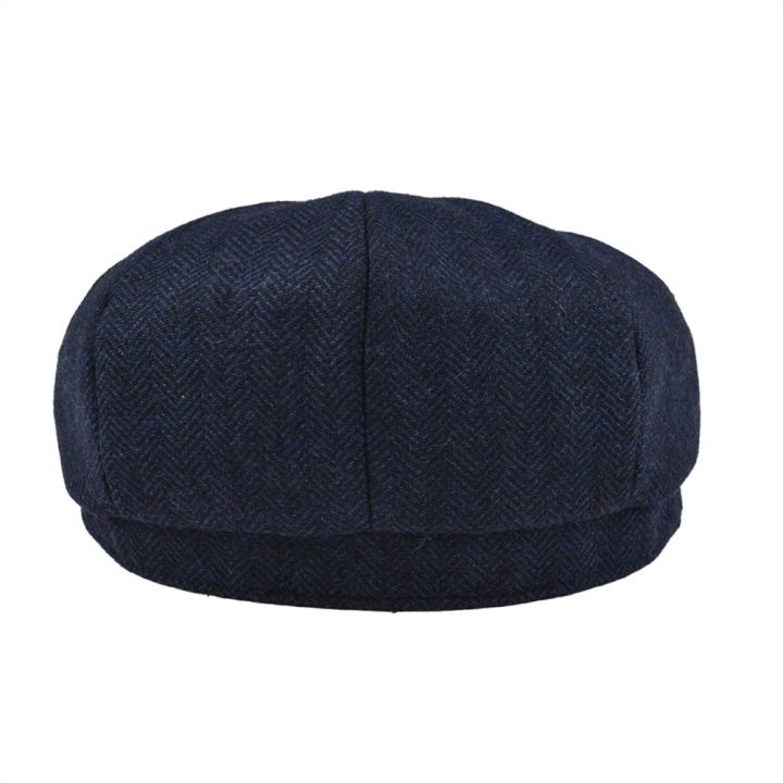 boela-ขนสัตว์-t-navy-blue-herringbone-newsboy-หมวกผู้ชาย8-quarter-แผง-cabbie-แบนหมวกผู้หญิง-driver-beret-หมวก