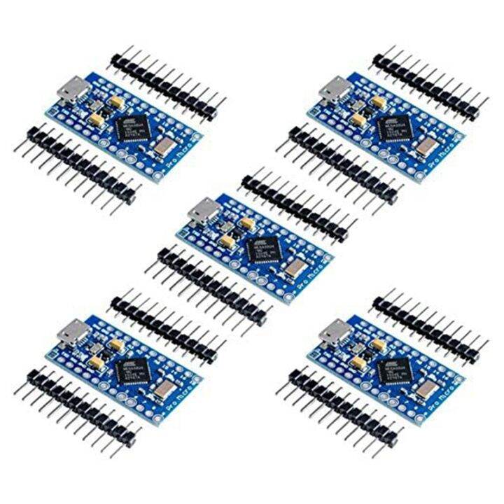 5Pcs Pro Mini ATmega32U4 5V/16MHz Module with Pin Header for Arduino ...