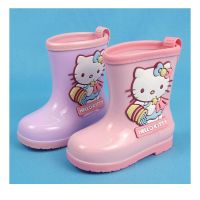 heltty Hello Childrens Rain Boots Girls Four Seasons Anti-Slip Waterproof Cute Cartoon Mid-Tube Overshoes-0615