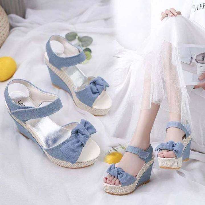 kkj-mall-ladies-shoes-2022-summer-new-sandals-womens-thick-bottom-wedge-heel-bow-all-match-velcro-comfortable-platform-sandals-women