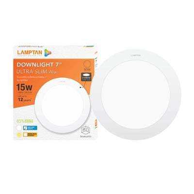 ถูกชัวร์-โคมดาวน์ไลท์หน้ากลม-7-นิ้ว-led-15-วัตต์-daylight-lamptan-รุ่น-slim-alu-rd-15w-dl-สีขาว-ส่งด่วนทุกวัน