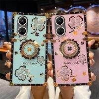 เคสสำหรับ OPPO A78 5G Reno 8 T Clover เคสโทรศัพท์แหวนไรน์สโตนสำหรับ Reno8 T Reno8T ฝาครอบที่วางแหวนวาวบน10Pro Nova Nova10se เคสหลังกันกระแทก