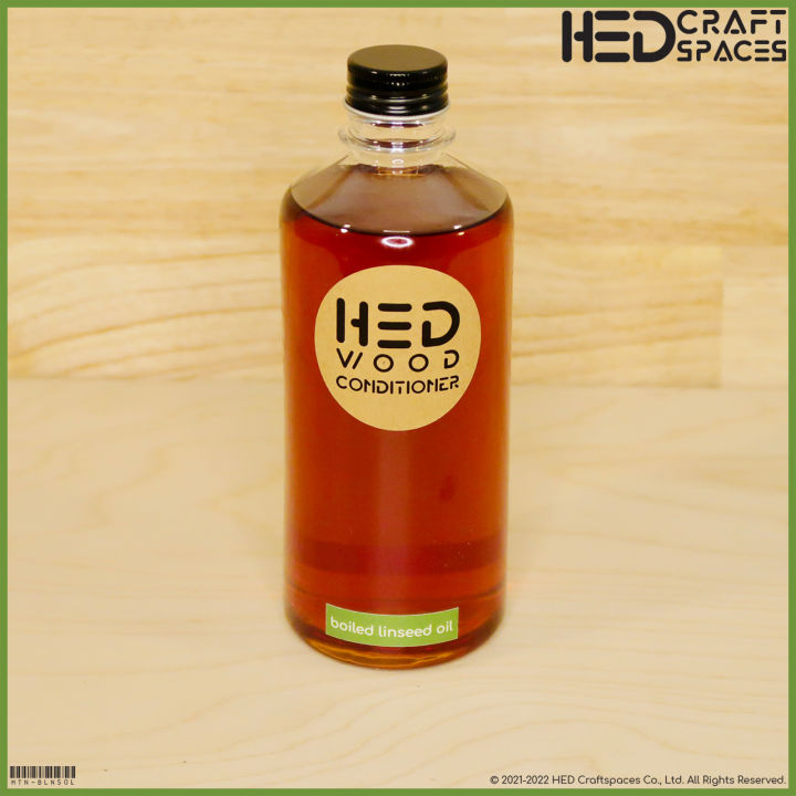 hed-boiled-linseed-oil-m-450ml-เฮ็ด-น้ำมันลินสีดต้ม-ขนาดกลาง-450-มล-น้ำมันรักษาเนื้อไม้สูตรพิเศษแห้งเร็ว-พร้อมเคลือบผิวกึ่งเงา