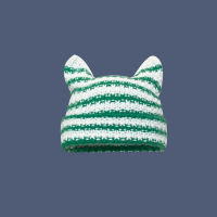 Short Hat Men Cap Winter Warm Cap Unisex Cap Y2K Beanies Knitted Hat Little Devil Hat Cat Ear Cap Stripe Cap