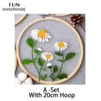 DIY สไตล์ยุโรปตาข่ายเย็บปักถักร้อยชุดดอกไม้พืชรูปแบบ Hoop CROSS Stitch Home Wall Decor Gift