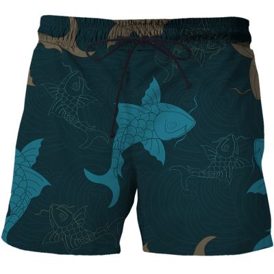 2023 New Lucky Koi Fish 3D Printed Children Shorts Funny Harajuku Fashion Men Beach Pants Holiday Seaside Swim Surffing Shorts