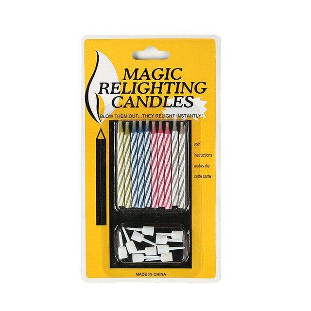 10pcs/box Relighting Candles Creative Trick Cake Candle Props Holiday