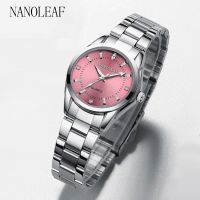 （A Decent035）แฟชั่นสุภาพสตรี RoundSmall LadiesWatch Stainless SteelBracelet Simple PinkSilverBlackRose Gold Dial