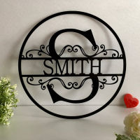 Custom Personalized Last Name Family Door Signs Split Letter Outdoor House Monogram Hanging Front Door Wreath Wedding Gift Wall Stickers Decals