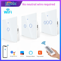 EU Wall Touch Switch Smart Light Switch Wifi 123 Gang No Neutral Wire Required Bluetooth Smart Life White Black Touch Panel