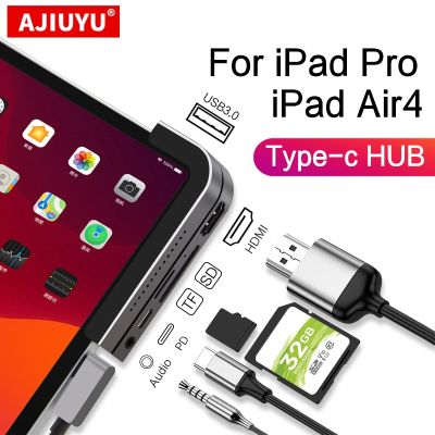 AJIUYU USB C ฮับสำหรับ iPad Pro/Air4ชนิด C ด็อค USB USB 3.0 HDMI 3.5Mm PD ตัวแปลงอะแดปเตอร์สำหรับตัวแยกพอร์ต Ipadpro 11 12.9 Air 4 Feona