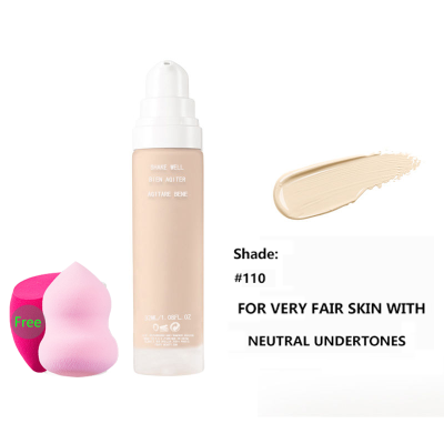 Makeup Foundation Concealers Soft Matte Longwear Full Coverage Waterproof Oil Control Liquid Foundation with makeup sponge