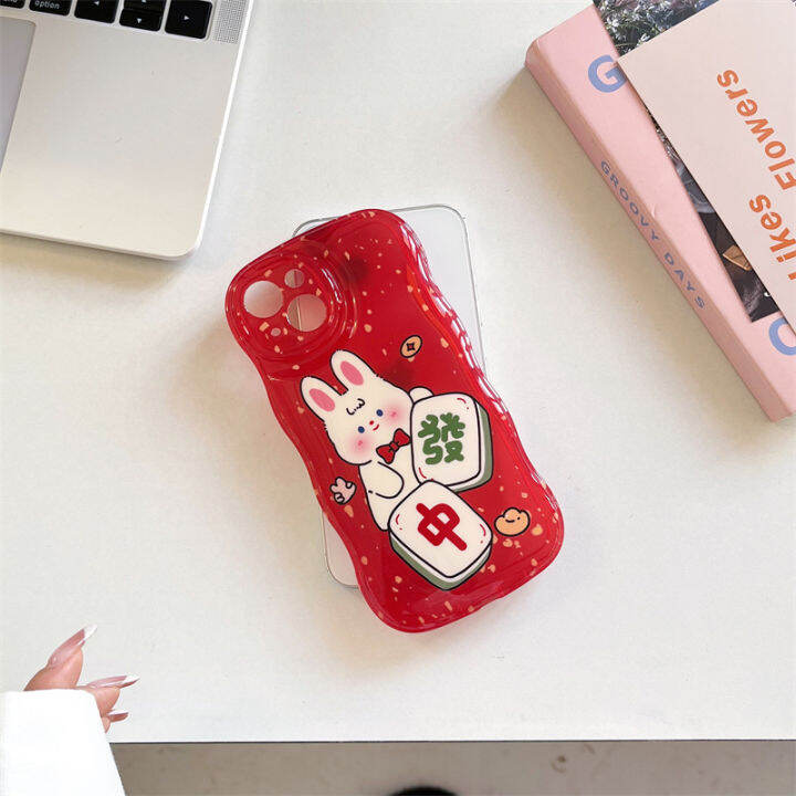 เคส-bowknot-mahjong-rabbit-สำหรับ-iphone-14promax-น่ารักการ์ตูนกระต่ายกรณีโทรศัพท์สำหรับ-iphone12-เคสโทรศัพท์สีแดงขอบคลื่นสำหรับ-iphone13-เคสโทรศัพท์-golden-spot-สำหรับ-iphone11promax-กรณีโทรศัพท์มือถ