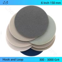 6 Inch 150mm Abrasive Disc Hook Loop Wet/Dry Sanding Discs 300 to 3000 Grit Round Sandpaper Power Tool Accessory Car Polishing