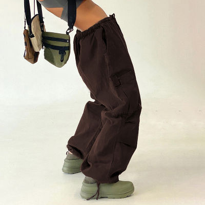 Simon Cargo กางเกง Y2k ผู้หญิงสายรัดเอวต่ำ Trouses กับกระเป๋าใหญ่2000S Capris Vintage Aesthetic สตรี Jogger Casual กางเกง