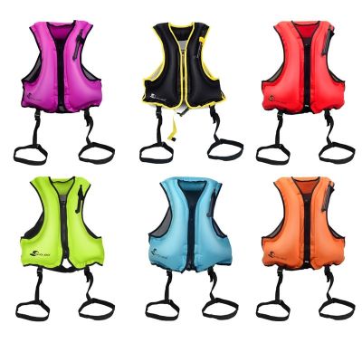 Swimming Life Jacket Buoyancy Vest Swimming Aid Mouth Blowing Portable Inflatable Adult Children Swimwear  Life Jackets