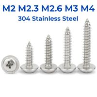 304 Stainless Steel PWA Cross Round Head Pan Head With Pad Self-tapping Screws M2 M2.3 M2.6 M3 M4 Wood Screw Nails Screws  Fasteners